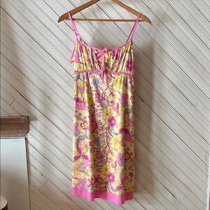 Floral Pink and Yellow Midi Dress